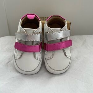 Old Soles Baby Girl Shoes Sz 4 White 2 Stripes Leather Preppy